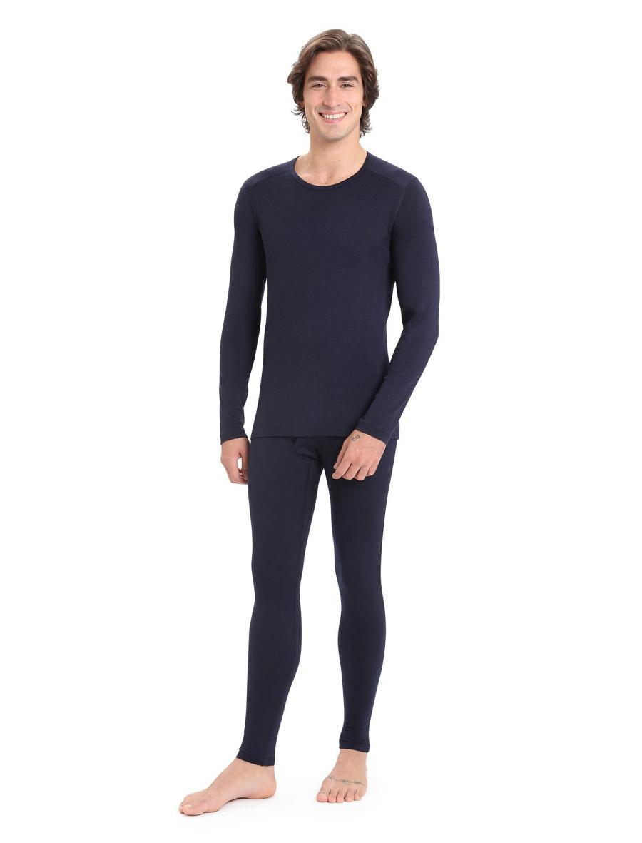 Men's Icebreaker Merino 200 Oasis with Fly Leggings Midnight Navy | CA 1815KORI